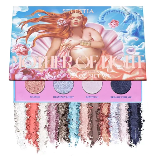 SELESTIA BEAUTY Paleta de sombra de ojos de maquillaje Mother of Lights - 12 tonos mezclables con acabados mate y brillante - Paleta de sombras de