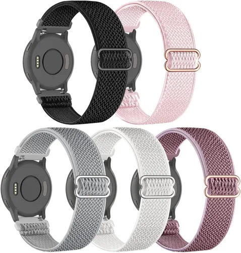 Miniatura 18 de Paquete de 5 correas de reloj de nailon compatibles con Garmin Venu 3S/Venu 4 (1.614 in)/2S/Forerunner 265S 1.654 in, 0.709 in, correa deportiva