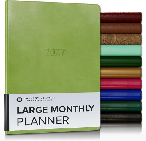 Miniatura 129 de Gallery Leather Agenda Mensual Grande 2025-2026, Elegantemente Encuadernada Planificador de Calendario y Cuaderno con Elegantes Bordes Dorados, 18