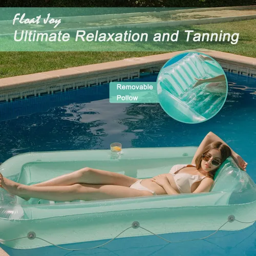 Miniatura 2 de Float Joy Tanning Pool Floats Adult Inflatable Tanning Bed for Backyard Lake Floats Tanning Pool Lounger Sunbathing Pool Flotador de piscina