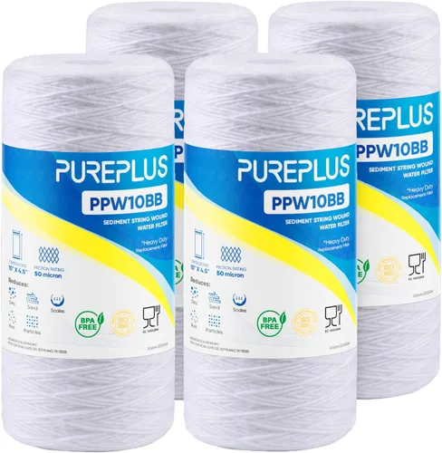 Miniatura 19 de PUREPLUS 1 Micron 10 x 4.5 Whole House String Wound Sediment Filter for Well Water, Replacement Cartridge for 84637, WPX5BB97P, PC10, CW5-BBS