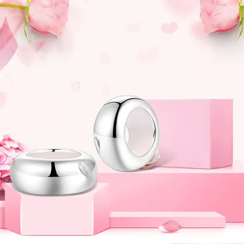 Miniatura 7 de GW Abalorios redondos de plata de ley 925 para pulseras de dijes para mujeres