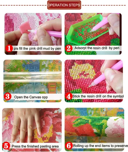 Miniatura 7 de GELANYOUPIN Kit de pintura de cuentas de resina grandes 5D para bricolaje, pintura por números, pintura de bordado de diamantes de imitación