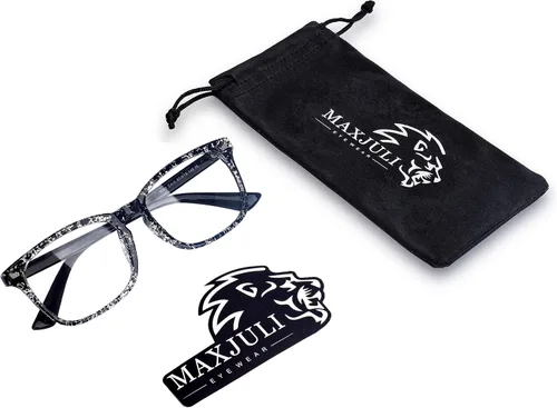 Miniatura 25 de MAXJULI - Lentes con bloqueo de luz azul, para lectura en computadora, juegos, televisión, teléfonos para mujeres y hombres (azul transparente)