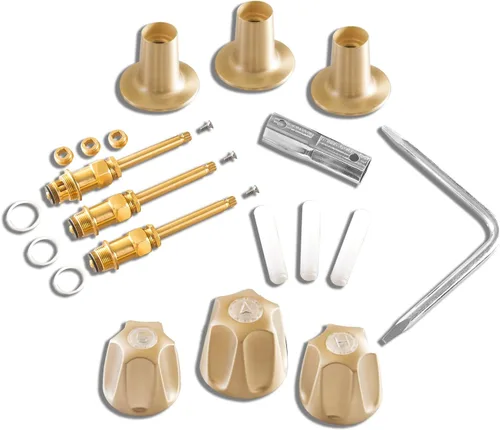 SENTO Juego de llave de bañera y ducha de 3 asas para grifos Price Pfister, fácil instalación, metal resistente, latón satinado