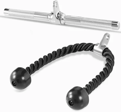 Miniatura 14 de Yes4All Cable Machine Attachment, Row Handles, Tricep Rope, Straight Bar, V Bar, LAT Pulldown Accessories Load 880 LB for Home Gym F. V Bar - Caucho