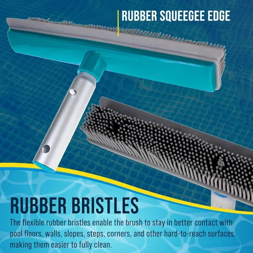 Miniatura 4 de U.S. Pool Supply Cepillo de piscina de 13 pulgadas con cerdas de goma y borde de escobilla – Seguro para revestimientos de vinilo, ideal