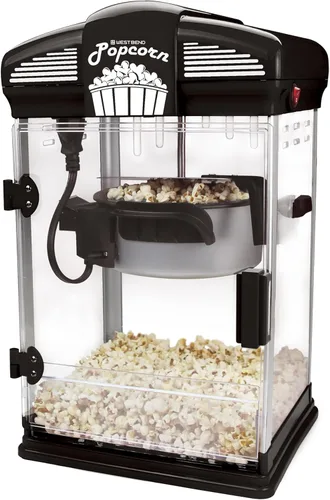 West Bend Stir Crazy - Máquina de palomitas de cine con palomitas gourmet, máquina de hacer palomitas con caldera antiadherente, herramienta de Negro
