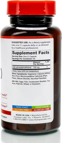 Miniatura 2 de Olympian Labs DIM Suplemento 100mg - Cápsulas diarias - Diindolilmetano para hombres y mujeres, 100 mg, 60