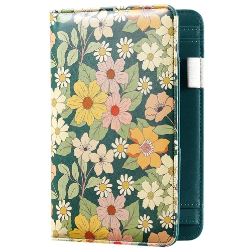 Miniatura 15 de Libro de mesero, libro de mezclilla para Watiress con cara sonriente esponjosa, bordado de felpa con diseño de flor de dólar