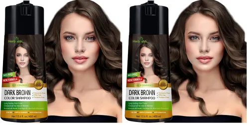 Miniatura 16 de Herbishh - Champú enriquecido con color para cabello gris - Fórmula de tinte para el cabello de larga duración y acondicionador (Marrón dorado)