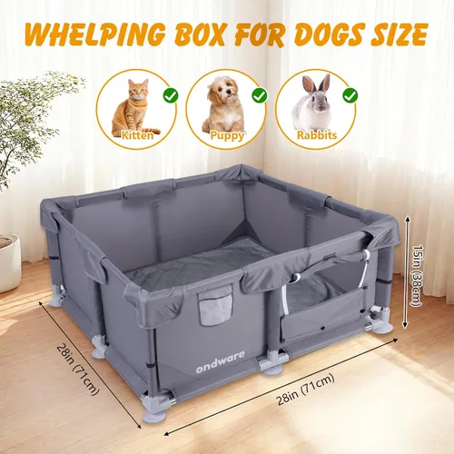 Miniatura 3 de Corralito para cachorros, 28 x 28 x 15 pulgadas, corralito para perros en interiores, corralito de animales pequeños con puerta para pollitos