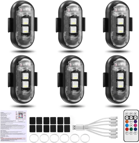 Miniatura 9 de 4 piezas de luces estroboscópicas LED inalámbricas con control remoto, luces LED recargables inalámbricas de 8 colores para Halloween
