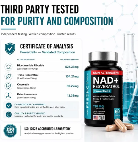 Miniatura 9 de FREQNCY Suplemento de resveratrol NAD+, 500 mg de ribósido de nicotinamida pura (NR), fórmula avanzada de NAD 4 en 1 para energía celular
