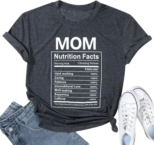 Miniatura 5 de Mom Nutrition Facts - Camiseta divertida para el día de la madre, camiseta con estampado de letras, camiseta casual de verano
