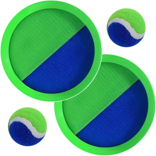 AppleRound Juego de bolas de velcro para lanzar y atrapar (gancho y bucle), juegos al aire libre para niños, juguetes de playa, deportes de patio