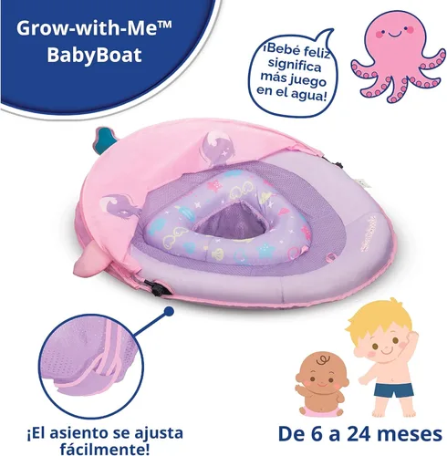 Miniatura 3 de SwimSchool Infant Baby Pool Floats, Free Swimming, Super Buoyant – Ages 6-24 Months – Multiple Colors/Styles – Adjustable Canopies and Seats, Splash