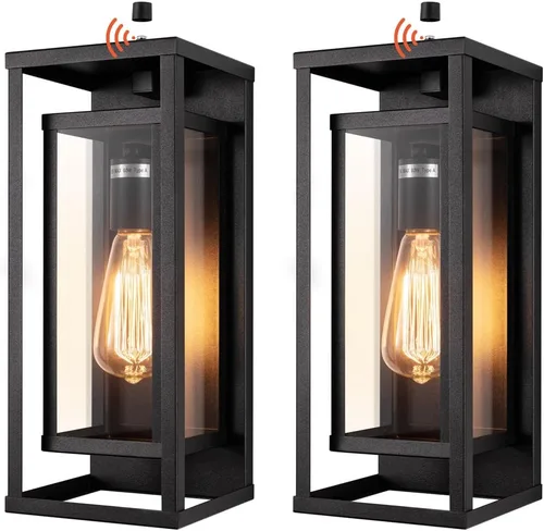 Miniatura 9 de mirrea Aplique de pared para exteriores de 14 pulgadas, 1 luz en negro mate, marco de metal rectangular y pantalla de vidrio transparente, luz