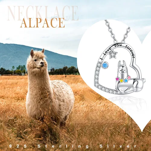 Miniatura 6 de TANGPOET Llama Necklace 925 Sterling Silver Alpaca Llama Pendant Jewelry Gifts for Women Girls with 18"+2" Cable Chain
