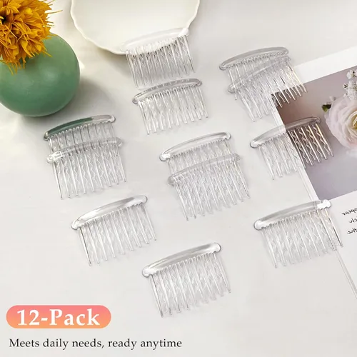 Miniatura 2 de 12 peines laterales de plástico transparente para el cabello, accesorios elegantes y ligeros para peine de dientes