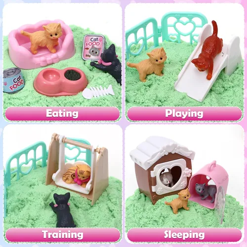 Miniatura 5 de Lorfancy Juguetes de Caja de Arena para Gatos Kit de Juego con Arena para Niños Juguete Sensorial de Contenedor para Niños Pequeños 2.2 libras Arena