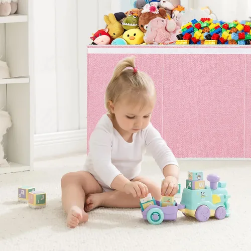 Miniatura 7 de Pantryily Almacenamiento de Juguetes para Niñas - Caja Baúl de Juguetes Extra Grande para Niños, Organizadores de Juguetes Plegables y Rosa