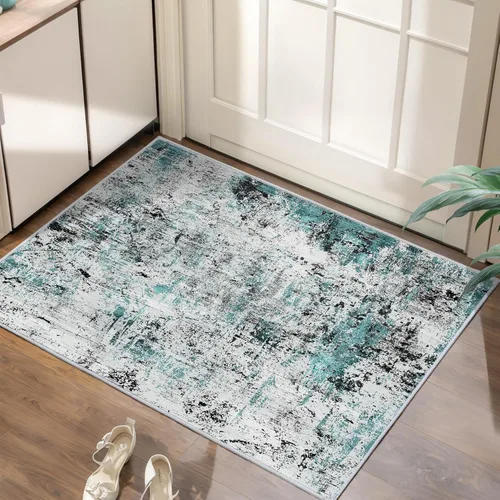 Miniatura 14 de Ciicool Alfombra de pasillo lavable de 2 x 6, alfombra moderna abstracta para pasillo, antideslizante, delgada, ligera, con estampado gris marino