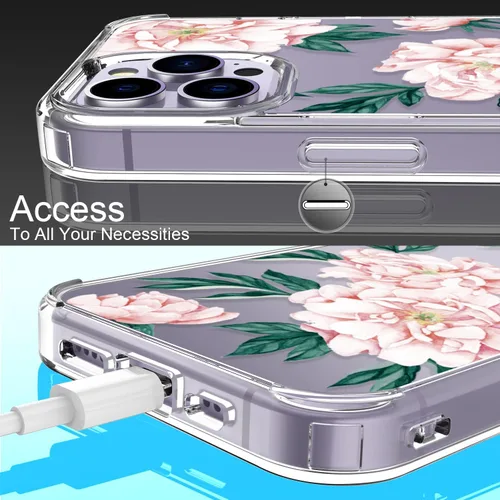 Miniatura 6 de LUHOURI Funda para iPhone 15 Pro Max con protector de pantalla, transparente de acrílico, diseños de moda para mujeres y niñas, funda protectora a
