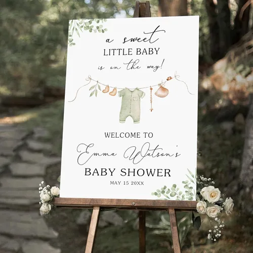 Miniatura 7 de Letrero de bienvenida personalizado para bebé, decoración de ducha de bebé en flor, tema floral azul, regalo para recién nacido de mamá y papá