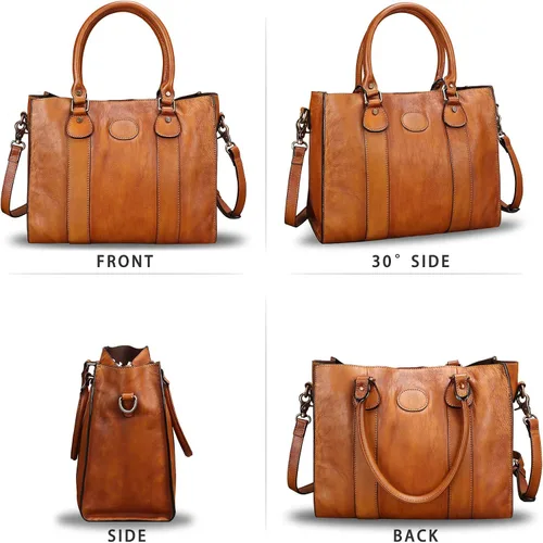 Miniatura 5 de Bolso bandolera de cuero genuino para mujer, bolso de hombro con asa superior