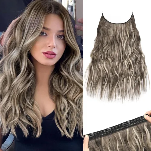 Miniatura 25 de REECHO Extensiones de cabello con alambre invisible con trama de encaje más delgada y suave