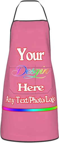 Miniatura 45 de Delantal de diseño personalizado para mujeres y hombres con bolsillos, delantal de cocina personalizado, diseño de logotipo de texto