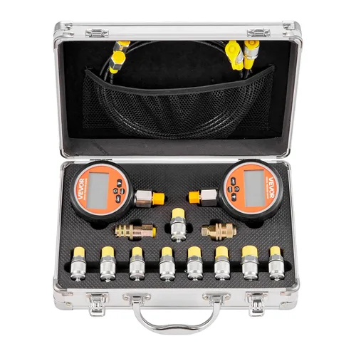 Miniatura 9 de VEVOR Kit de acoplamiento de prueba de presión hidráulica digital, probador de manómetro de manómetro de 10000 PSI con 2 calibradores, 9