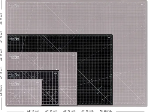 Miniatura 5 de Elan Tapete de corte A4 negro y gris topo, tapete de corte autorreparable de 9 x 12 pulgadas, tablero de manualidades de 5 capas negro, tablero