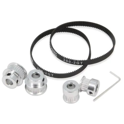 Miniatura 18 de Juego de 2 poleas de sincronización de aluminio GT2 de 20 y 30 dientes, 0.197 in de diámetro con 2 unidades de longitud de 7.874 in de ancho, correa