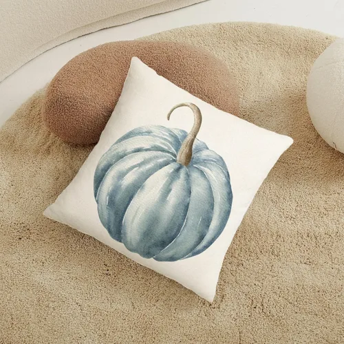 Miniatura 5 de AWJTNCQ Juego de 2 fundas de almohada de calabaza de otoño de 16 x 16 pulgadas, para exteriores, color verde azulado, azul, acuarela, fundas