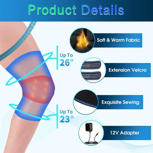 Miniatura 6 de Masajeador de rodilla con calor y vibración, almohadilla térmica para aliviar el dolor de rodilla, almohadilla térmica para dolor de piernas