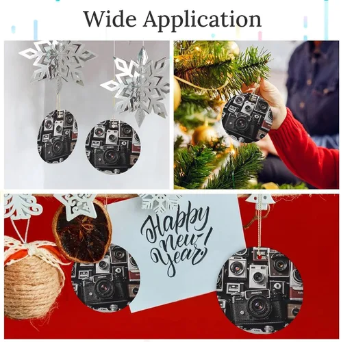 Miniatura 3 de Retro Cool Camera CollectionChristmas Ornaments Christmas Round Ceramic Pendant Christmas Hanging Decor for Women Men Xmas Tree Decorations Keepsake