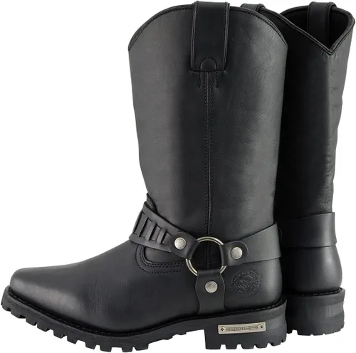 Miniatura 6 de Milwaukee Leather MBM9015 - Botas de motocicleta negras con arnés de estilo occidental de 11 pulgadas para hombre