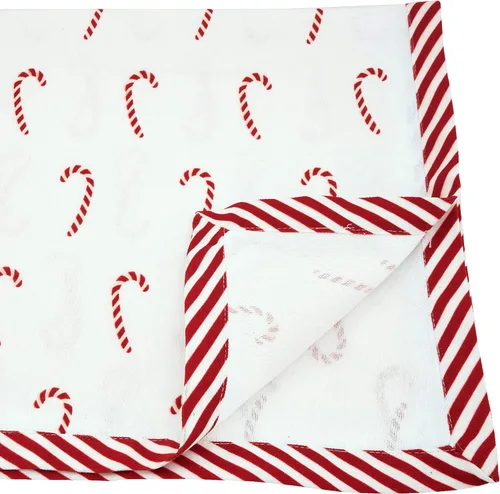 Miniatura 2 de SARO LIFESTYLE Peppermint Collection - Camino de mesa con estampado de bastones de caramelo, 16 x 54 pulgadas, rojo