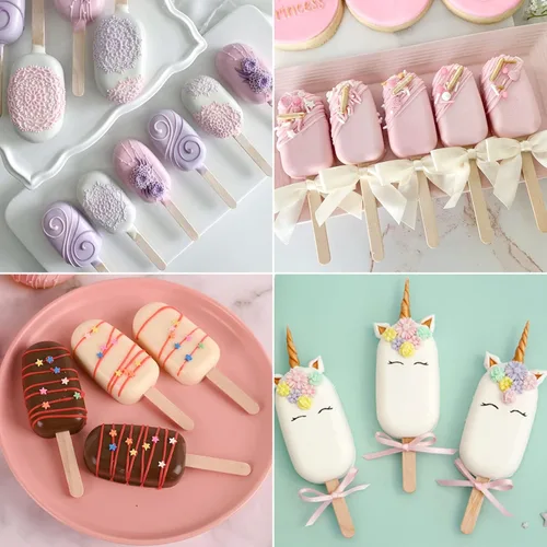 Miniatura 6 de WMKGG Juego de moldes de silicona para paletas, 2 moldes de helado con 50 palos de madera para cake pop, Ice Pop, Cakesicles