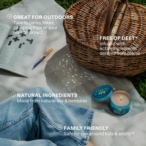 Miniatura 5 de Cliganic Vela Repelente de Mosquitos Natural (Paquete de 2) Citronela, Sin DEET, Infundida con Aceites Esenciales para Exteriores, Camping Quema