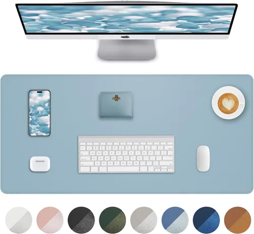 Miniatura 55 de Tapete protector para escritorio y mouse, antideslizante, de piel sintética, tapete impermeable de escritura para laptop, para oficina y hogar