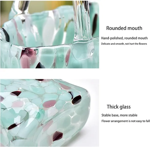 Miniatura 6 de 14.2 In Clear Handbag Flower Vase,Clear Vases For Centerpieces, Unique Decorative Vases (Handmade), Small Bag Vase For Decor For Home Centerpieces