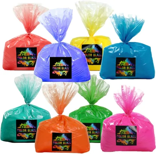 Miniatura 10 de Color Blaze Color Run Powder – 5 libras de cada color – Rosa, azul, verde, amarillo – Polvo de color no tóxico, lavable – Paquete de 4 bolsas – 20
