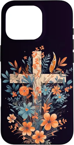 Miniatura 20 de Boho Floral Christian Cross Jesus God Wild Flower Women Case for iPhone 16