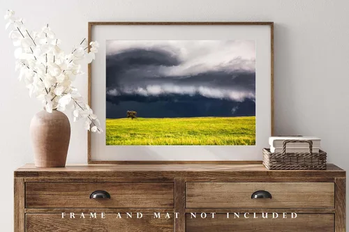 Miniatura 4 de Storm Photography Print (Not Framed) Picture of Thunderstorm Passing Behind Lone Tree on Nebraska Prairie Great Plains Wall Art Nature Weather Decor