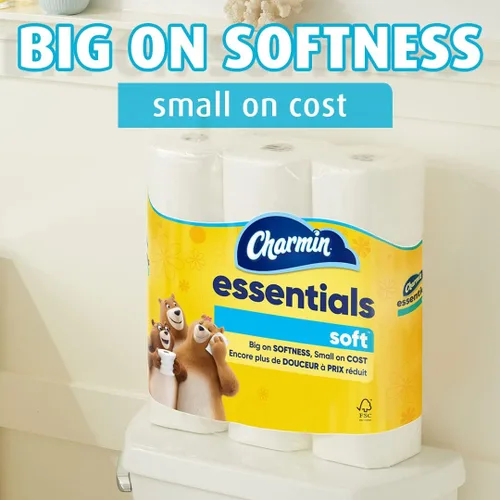 Miniatura 2 de Charmin Essentials - Papel higiénico suave, 9 mega rollos = 36 rollos regulares (paquete de 4)
