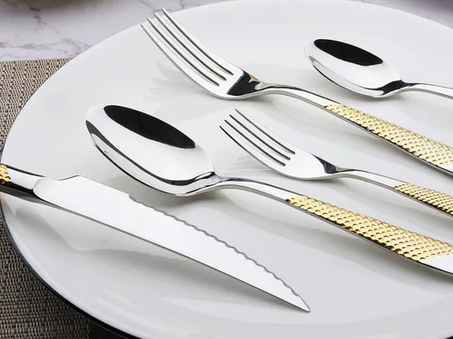 Miniatura 4 de Juego de cubiertos dorados de acero inoxidable de 60 piezas, juego de cubiertos de cocina, juego de utensilos de mesa para la cocina, incluye