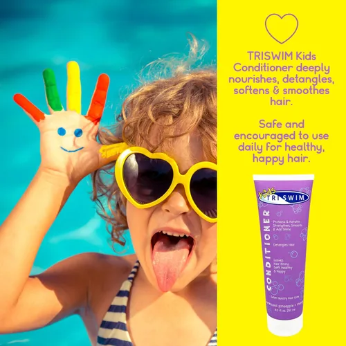 Miniatura 5 de TRISWIM Acondicionador perfumado para niños, cuidado del cabello después del nadador, eliminación de cloro, desenreda, caspa y alivio del cuero